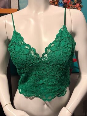 Express Green Cropped Bra Cami